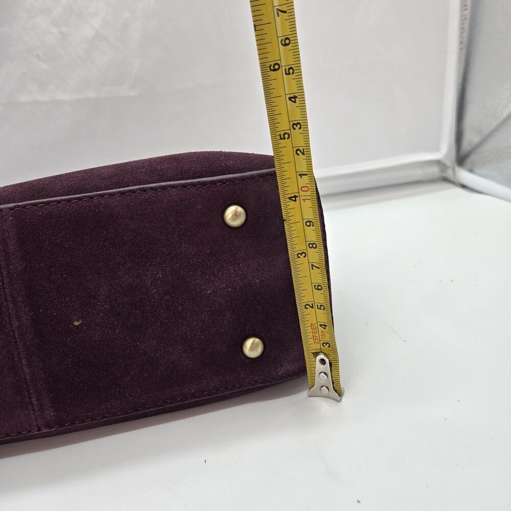 Purple Burgundy Leather Suede Shoulder Bag 11x6x4" Detach Strap NEW SLOUCH $78 - Picture 12 of 13